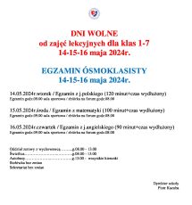 EGZAMIN PO KLASIE komunikat